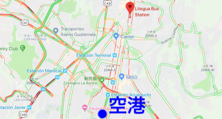 グアテマラの長距離バス会社リテグアの地図