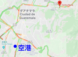 グアテマラの長距離バスターミナルセントラノルテの地図